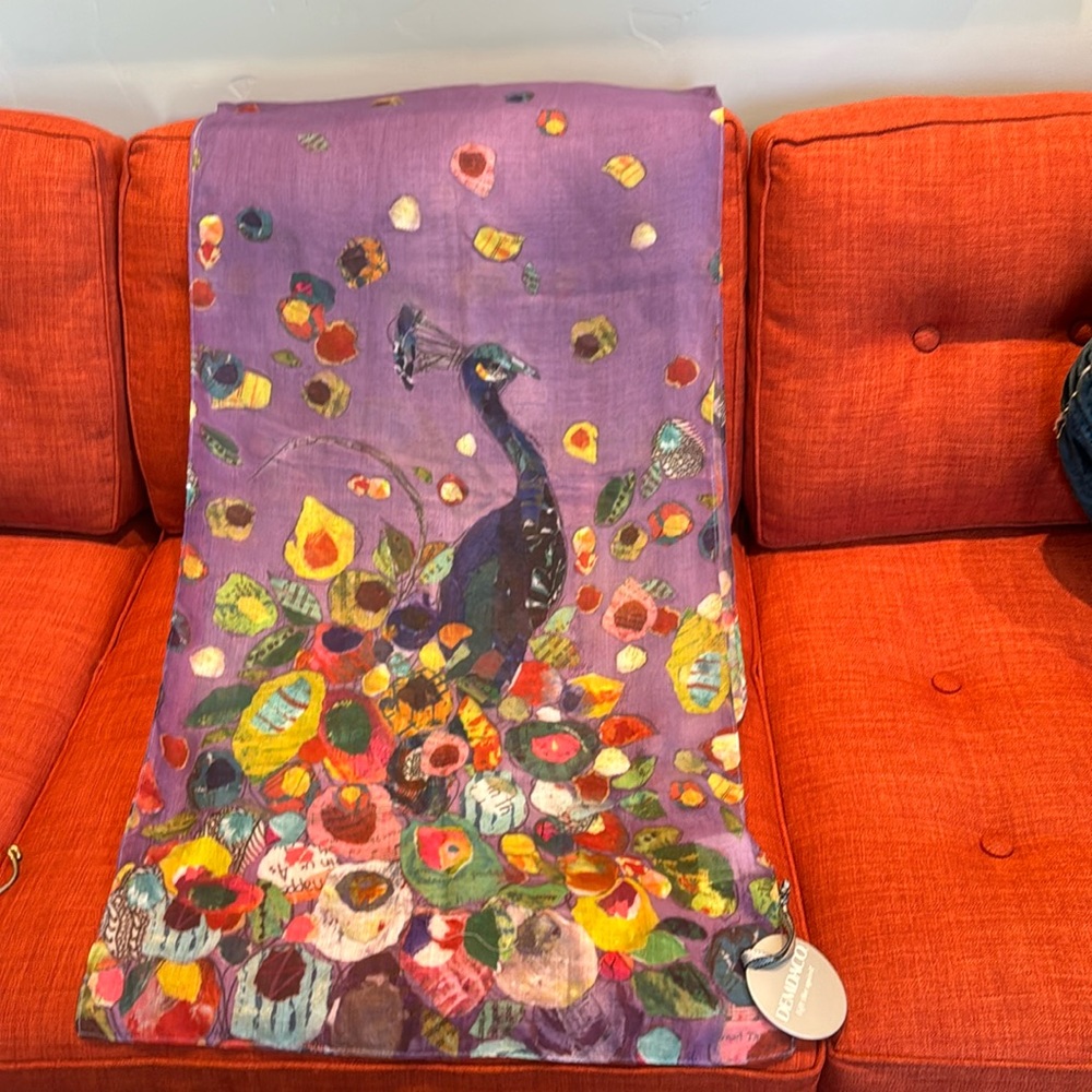 Beautiful Demdaco peacock scarf. NWT